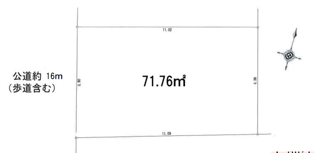 仲介手数料無料　売り土地建築条件なし　７１.７６㎡　都営新宿線篠崎駅徒歩23分